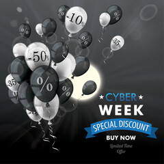 Canvas Print - Black Sky Discount Balloons Bunch Sun Cyber Week