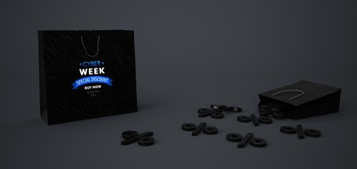 Canvas Print - Cyber Week Shopping Bag Percents