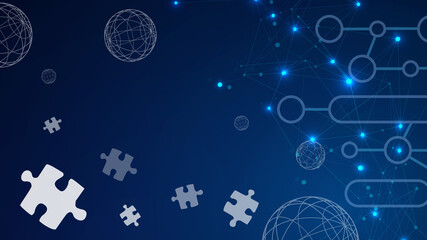 Aufkleber - Abstract Background. Technology and internet connection for Innovation concept on Blue. Development, ,copy space , digital, banner, website -3d Rendering