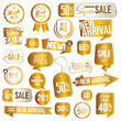 Collection of golden premium badge stickers and seals 