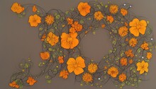 Award Winning Mandala Artwork About Withered Sunflowers And Dry Nasturtiums With Vines, Dark Tones