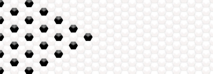 Wall Mural - Triangle shape from embossed black and white hexagon pattern on white backgrounds. Abstract tortoiseshell. Abstract honeycomb. Abstract crystal. Abstract pattern football