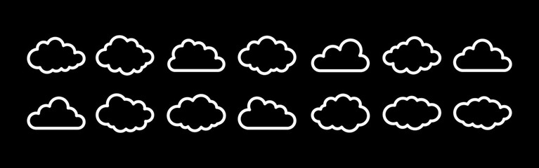 Poster - Set of simple cloud shape in outline illustration for design element