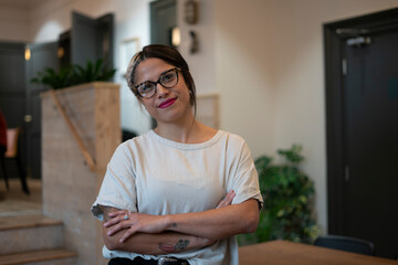 Portrait of smiling woman in office