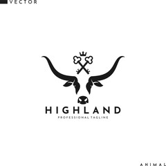 Wall Mural - Scottish highland cow with keys logo 