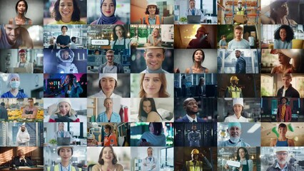 changing montage of multi-cultural and multi-ethnic people of diverse background, gender, ethnicity,