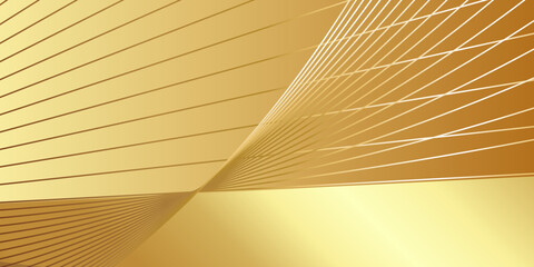 Particle drapery and smooth wave gold background. 3d illustration, 3d rendering.