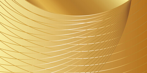 Particle drapery and smooth wave gold background. 3d illustration, 3d rendering.