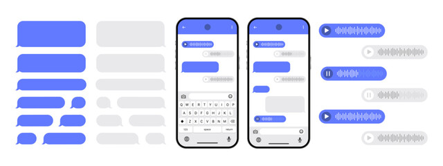 Aufkleber - Messenger chat screen. SmartPhone chatting sms template bubbles. SMS chat composer. Sms template bubbles for compose dialogues. Vector illustration EPS 10