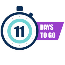 11 Days To Go Badge. Count Time Sale. Number Of Days Left To Go.