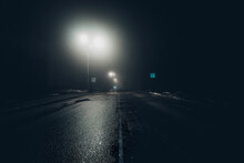 Dark Foggy Noire Rainy Street, Empty Road