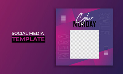 Wall Mural - Cyber monday sale social media post template