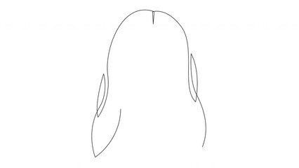 Wall Mural - Animation of one line drawing woman beauty abstract face, hairstyle. Minimalist style feminine fashion concept. Continuous line self draw animated. Full length motion.