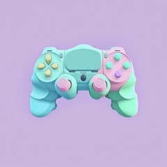 Poster - Game controllers gamepads. Futuristic pastel colors. 3D illustration