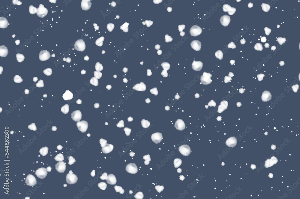 Falling snow against a dark blue sky. Fashionable illustration of the ...
