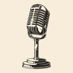 Poster - Desktop microphone monochrome emblem vintage