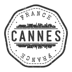 Wall Mural - Cannes, France Stamp Skyline Postmark. Silhouette Postal Passport. City Round Vector Icon. Vintage Postage Design.