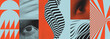 Art composition. Cover design template. Eye. Digital vision. Wave grid background. Optic art. Pattern with optical illusion. Illustration for brochure, poster, poster, flyer, banner.