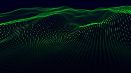 Wall Mural - Abstract background with a dynamic wave. Futuristic wave with dots. Big data concept. Abstract technology background. 3D rendering. 4k animation.