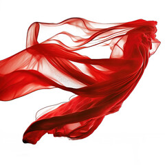 Flying red silk illustration design on transparent background
