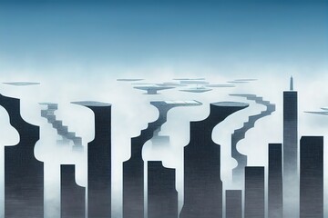 Wall Mural - Floating city in urban planning concept