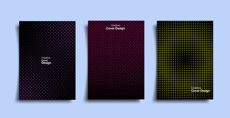 Wall Mural - Creative covers design. Halftone dots colorful gradient design. Future geometric patterns, vector, abstract. Eps10 vector set.