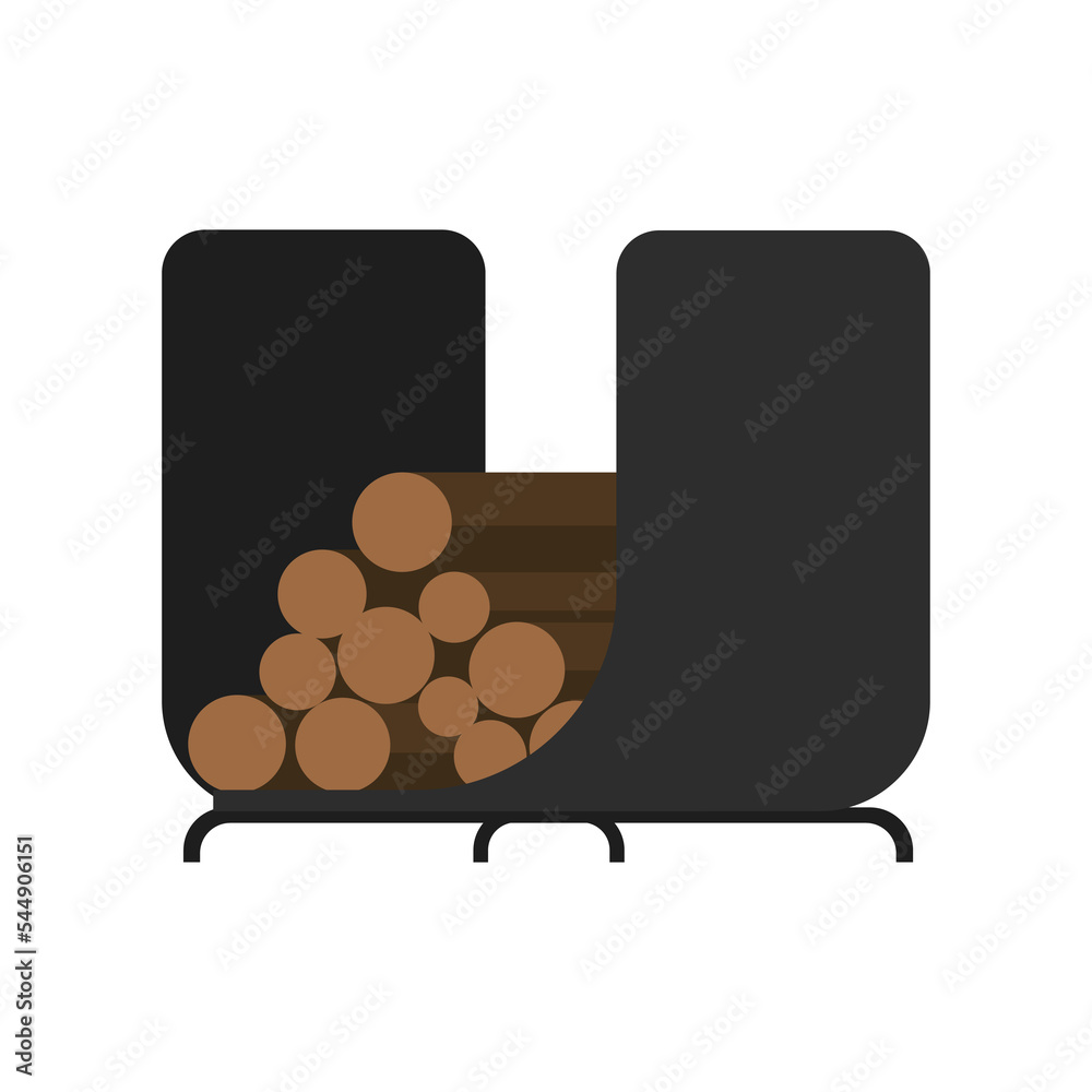 Wood trunks shelf. Tree lumber, wood logs, logging twigs and wooden ...