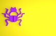 Purple Beetle bug icon isolated on yellow background. Minimalism concept. 3D render illustration