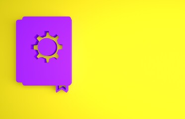 Poster - Purple User manual icon isolated on yellow background. User guide book. Instruction sign. Read before use. Minimalism concept. 3D render illustration