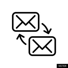 Poster - Exchange mails or messages, Share E-mails, Communication concept vector icon in line style design for website, app, UI, isolated on white background. Editable stroke. Vector illustration.
