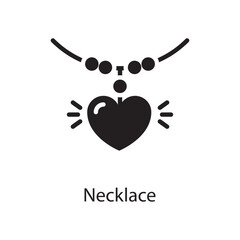 Necklace Vector Solid Icon Design illustration. Love Symbol on White background EPS 10 File