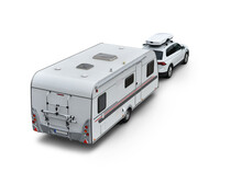 Caravan Trailer With Vehicle On Isolated Background (static Or Standing)