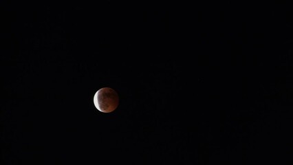 Wall Mural - Partial lunar eclipse caused by Earth's shadow timelapse