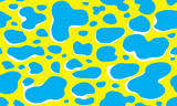 Fototapeta Konie - cow texture pattern repeated seamless blue white and yellow spot skin fur print