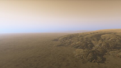  Exoplanet fantastic landscape. Beautiful views of the mountains and sky with unexplored planets. 3D illustration.
