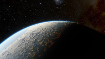 Planets and galaxy, science fiction wallpaper. Beauty of deep space. Billions of galaxy in the universe Cosmic art background 3d render
