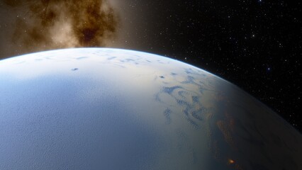 Planets and galaxy, science fiction wallpaper. Beauty of deep space. Billions of galaxy in the universe Cosmic art background 3d render
