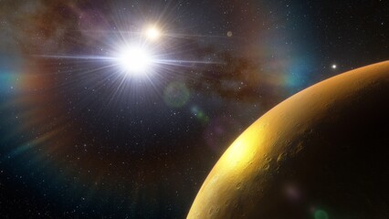 Planets and galaxy, science fiction wallpaper. Beauty of deep space. Billions of galaxy in the universe Cosmic art background 3d render
