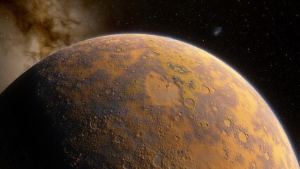 Planets and galaxy, science fiction wallpaper. Beauty of deep space. Billions of galaxy in the universe Cosmic art background 3d render
