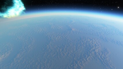 Planets and galaxy, science fiction wallpaper. Beauty of deep space. Billions of galaxy in the universe Cosmic art background 3d render
