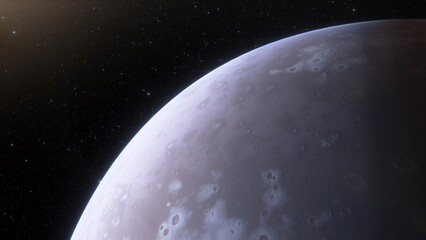 super-earth planet, realistic exoplanet, planet suitable for colonization, earth-like planet in far space, planets background 3d render
