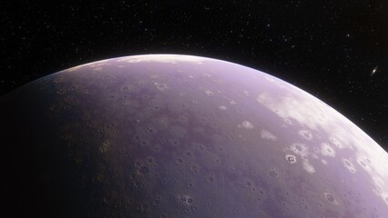 super-earth planet, realistic exoplanet, planet suitable for colonization, earth-like planet in far space, planets background 3d render
