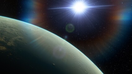 Planets and galaxy, science fiction wallpaper. Beauty of deep space. Billions of galaxy in the universe Cosmic art background 3d render
