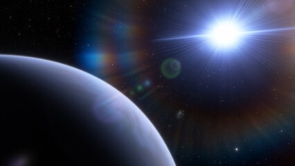 Planets and galaxy, science fiction wallpaper. Beauty of deep space. Billions of galaxy in the universe Cosmic art background 3d render
