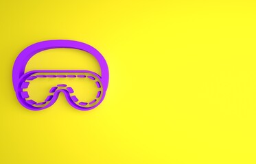 Purple Eye sleep mask icon isolated on yellow background. Minimalism concept. 3D render illustration