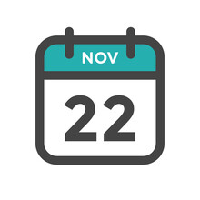 November 22 Calendar Day Or Calender Date For Deadlines Or Appointment