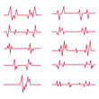 Heart pulse. Heart rate graph when exercising collection set. Vector illustration.
