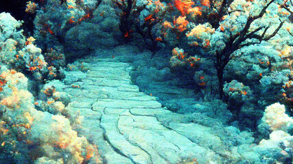 an unexplored road to atlantis, stone path under water