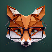 Origami Fox In Glasses