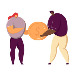 Wall Mural - bank employees protecting money flat vector illustration. money deposit in bank, safe business, fina